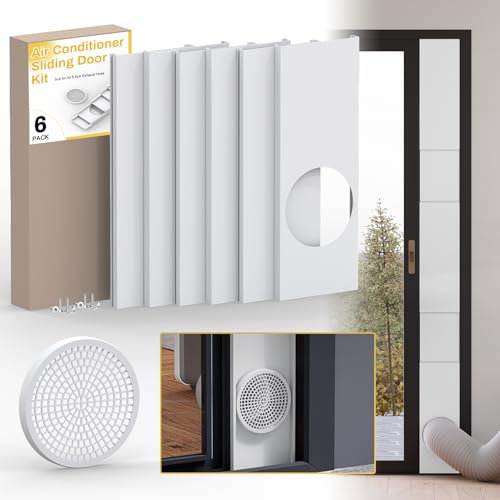 Powrocket Portable Air Conditioner Sliding Door Kit,6 Pack Portable AC Door Vent Kit,Adjustable Max Length 90 Inches Door Vent Kit,Sliding Window Seal Kit,Fits 5 Air Conditioner Exhaust Hose