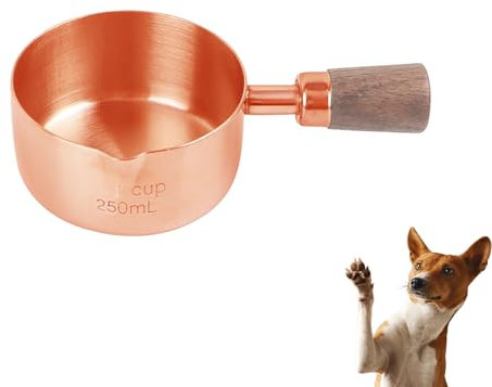 DEEUCHIS 1 Cup Stainless Steel Dog Cat Food Measuring Scoop for Dry and Wet Food, Accurate Measurement for Rice, Flour, Grain (Rose Gold)