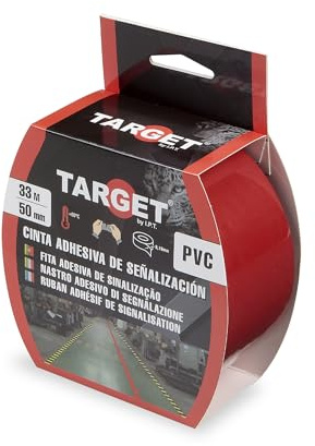 TARGET Selbstklebendes Signalband | zur Kennzeichnung von Böden und Objekten, Sicherheitswarnung (rot, 33 m x 50 mm)