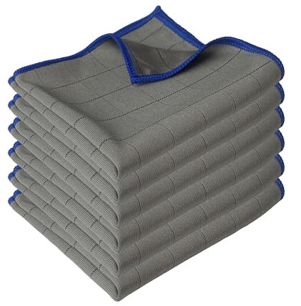 CZandCZ 6X Fensterputztücher Carbon Tücher, Mikrofasertücher 30x30cm,Fenstertuch Streifenfrei, Microfaser Putztuch,für Fenster, Spiegel, Edelstahl Polieren verwendet, Autoglas 400GSM