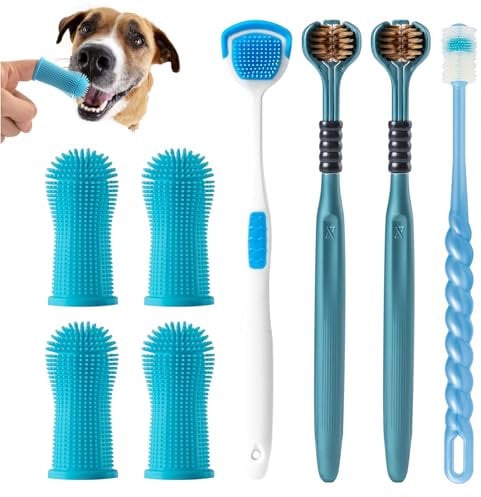 Dog Toothbrush, Finger Toothbrush, 360 Degree Silicone Toothbrush for Dental Care, Easy Dog Cat Puppy Teeth Cleaning (8 Pack)