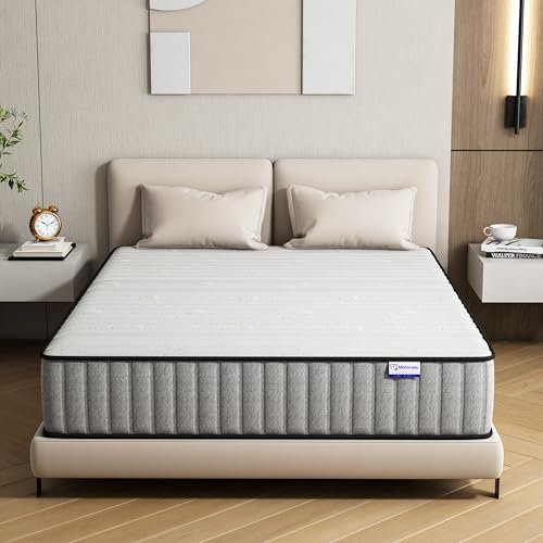 Matoresu Matelas 140x190 Hauteur 25cm, Matelas Hybride à Ressorts Ensachés Indépendant en Mousse à Mémoire de Forme, Tissu Doux pour La Peau&Soutien Confortable, Matelas 2 Personnes Moyenne Ferme