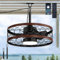 Deckenventilator mit Beleuchtung für außen IP65 Wasserdicht Ventilator Deckenleuchte mit Fernbedienung Leise 3 Farben Einstellbar Fan Deckenlampe Retro Käfig Fan mit Licht für Wohnzimmer Schlafzimmer
