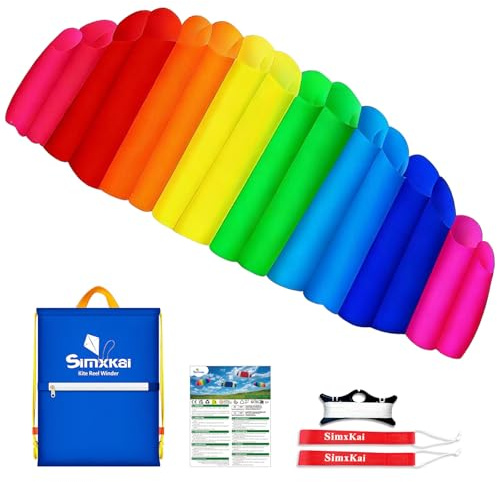 Simxkai Control Kite (2.5m) with Bag: Agile 210T Sport Kite for Beginners & Teens, Includes 2 Wrist Straps & Line Reel (Multi-Colour)