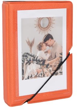 Mini Photo Album with 28 Pocket for Fujifilm Instax Mini 12 11 99 90 40 9 8 7 EVO LiPlay 2x3 Inch Pictures Films,Kpop Photocard Holder Albums for 54x86mm Pictures (Orange)
