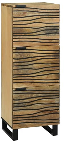 SKM Highboard 40x33.5x110 cm massives Mangoholz,Möbel,Schränke,Mediaaufbewahrung,Braun,20.85KG,4017965