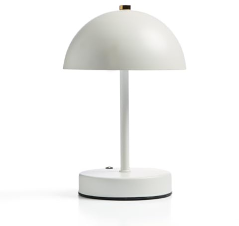 Global Gizmos Mushroom Table Lamps/Rechargeable Bedside Lamp/Touch Operated Dimming / 3 Different Light Shades / 25cm Height (White)