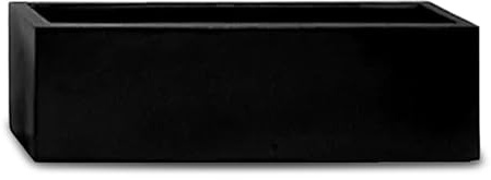 amei Der Lange Pflanzkübel aus Fiberglas (Schwarz 60 x 17 x 15 cm) – Handgefertigter Balkonkasten aus hochwertigem Stonefiber – Frostsicher, UV-beständig und langlebig – für Innen und Außen