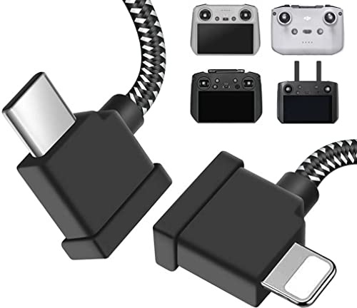 30CM USB C to iOS Remote Controller Cable for DJI Mini 4 Pro, Mavic 3, Mini 2/3 Pro, Air 2S, Mavic Air 2, DJI RC-N1/RC 2 Remote, Drone to Phone 14/13/Tablet Cable 90 Degree OTG Data Lead Accessories