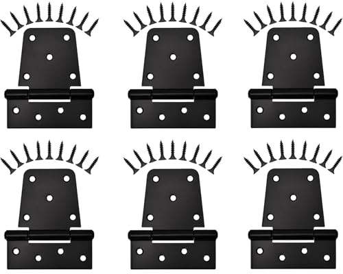 Sange Sopffy Heavy Duty Gate Hinges Black Iron hinge3.5 Inch for Outdoor Barn, Shed, Deck, Wood Door, and Fences (Screws Included) (6)