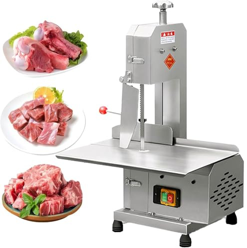 Sierra de cinta eléctrica for carne,cortadora de carne comercial de acero inoxidable de 750W con 5 cuchillas,máquina de sierra de cinta for cortar carne de 0-13cm de espesor,for manitas de cerdo etc.