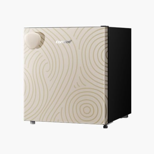 Comfee 43L Minikühlschrank mit Chiller Box (0-10°C),abnehmbarer Griff,42dB | Hellgelb, Einstellbare Temperatur, Wechselbarer Türanschlag,Herausnehmbare Glasablagen, Modernes Design, EEK E