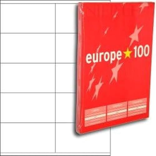 Europe100 Art. ELA022 Adressaufkleber (1.000 Klebeetiketten, 105x57mm auf A4, Papier matt, individuell bedruckbar, selbstklebende Adressetiketten, kompatibel zu AVERY 3425) 100 Blatt, weiß