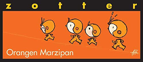 Zotter Bergmilchschokolade mit Orangengelee & Marzipan, handgeschöpft (70 g) - Bio