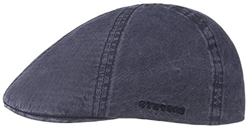Stetson Texas Organic Cotton Flatcap Herren - Nachhaltige Schiebermütze mit Bio-Baumwolle - Flat Cap mit UV-Schutz (40+) - Herrencap Frühjahr/Sommer - Schirmmütze blau XXL (62-63 cm)