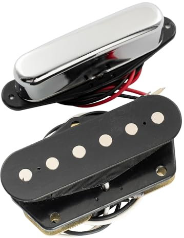 Musiclily Micro chevalet noir/Micro manche chrome à simple bobinage pour guitare électrique type Telecaster