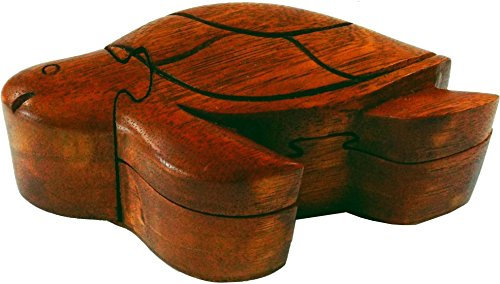GURU SHOP Puzzlebox, Schmuckschatulle, Magic Box, Schachtel mit Geheim Verschluß - Schildkröte, Braun, 5,5x15x7 cm, Dosen, Boxen & Schatullen