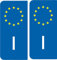 2 Aufkleber für Nummernschild, Auto, I für Italien, europäisches Kennzeichen