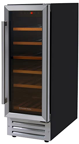 Russell Hobbs Freestanding or Integrated Large Beer, Drinks & Wine Cooler with Glass Door, 18 Bottle Capacity, Stainless Steel RHBI18WC1SS