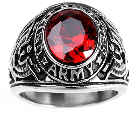 HAMANY Schmuck Edelstahl Herren Ring mit Zirkon,Falke Eagle US Armee,Größen 59 (18.8)