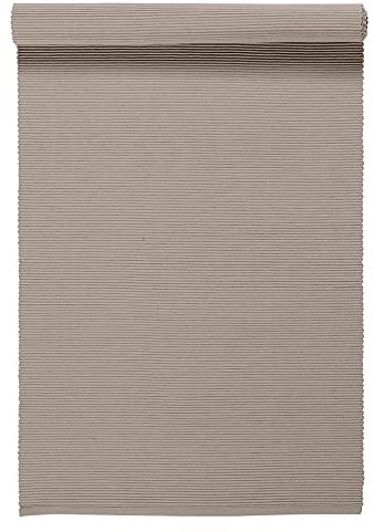 LINUM Uni Dekoratives Tischläufer für Esstisch 45x150 cm, 100% Gerippte Baumwolle, Maschinenwaschbar, Maulwurfbraun