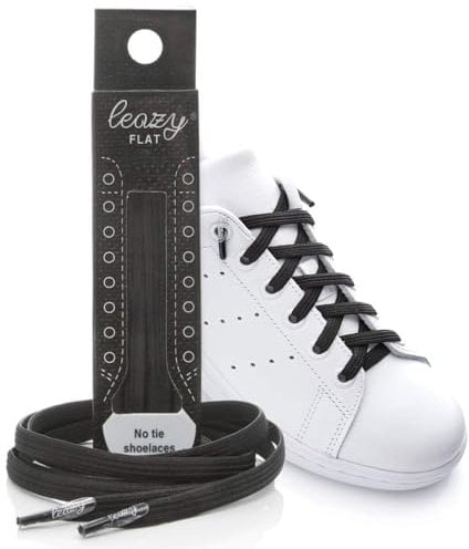 leazy Lacci elastici piatti-autobloccanti unisexo, Nero, M (Fino a 5 Occhielli per Lato)