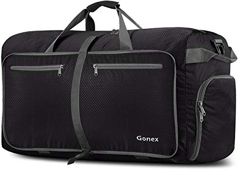 Gonex Leichter Faltbare Reise-Gepäck 80L, Farbe: Schwarz, Duffel Taschen Uebernachtung Taschen/ Sporttasche für Reisen Sport Gym Urlaub