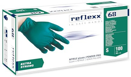Reflexx R68, Guanti in Nitrile senza Polvere Gr. 6, 100 Pezzi, Verde