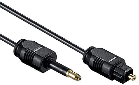 PerfectHD Toslinkkabel | 2,2 mm | Optisches Digital-Audiokabel | Toslink Stecker/Mini Toslink Stecker (3,5 mm Klinke) | SPDIF | LWL Lichtwellenleiter | 2,2 mm Durchmesser | Schwarz | Länge 1,5 Meter