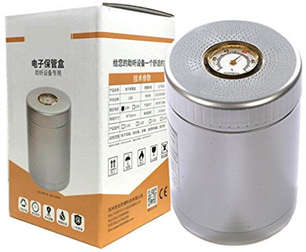 WAOBE Audífonos Caja de Secado electrónica - Secador coclear electrónico a Prueba de Humedad Deshumidificación física Segura y efectiva, Silver