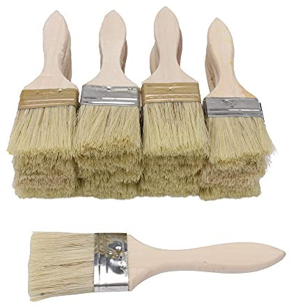 20pcs Low Cost Paint Brushes or Brush with Wooden Handle,2 Width for Paint,Stain,Varnish, Gesso, Primer, Glue