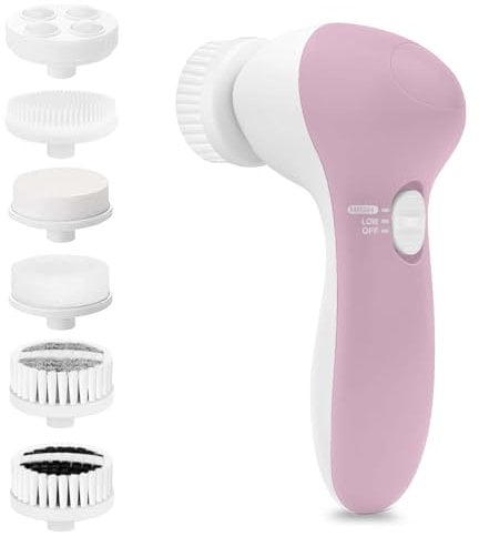Facial Cleansing Brush Face Scrubber: CLSEVXY Electric Face Spin Cleanser Brushes with 6 Brush Heads for Deep Cleansing, Gentle Exfoliating, Removing Blackhead, Massaging