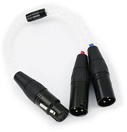 ABLET HIFI cable with 4-pin XLR Female to 2x 3-pin XLR Male Balanced Silver Plated Headphone Audio Adapter
