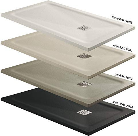 GME Plato de Ducha Carga Mineral Hidden con Enmarcado Oculto, 110 cm Longitud x 80 cm Anchura, Blanco