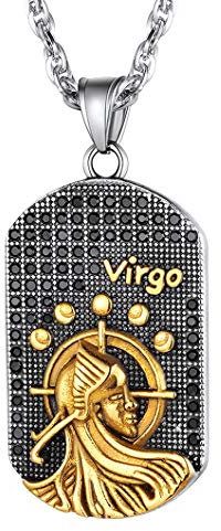 Richsteel vergoldet sternzeichen anhänger Jungfrau sternbild halskette gold herren dog tag anhänger