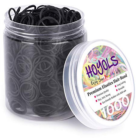HOYOLS 1/2 Zoll Kleine schwarze Gummib?nder für Haarb?nder Elastische Mini Kleinkind Z?pfe Pferdeschwanz Halter für Baby M?dchen Kleinkinder Kinder Dicke Haar Keine Besch?digung 1000pcs (S) Latex-frei