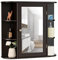 GOPLUS Spiegelschrank Holz mit Ablagen, Badschrank mit Spiegel, Hängeschrank Wandschrank Bad, 66 x 63 x 16,5 cm(Braun)