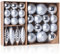 com-four® 31-teiliges Set Hängedeko Weihnachten - Christbaumkugeln und Tannenbaumzapfen aus bruchsicherem Kunststoff für Weihnachten - Christbaumschmuck (silberfarben - 31-teilig)