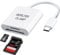 USB C to SD Card Reader, BorlterClamp Type C to SD/Micro SD Memory Card Reader Adapter Compatible with MacBook, Laptops, Tablets, Smartphones (White)