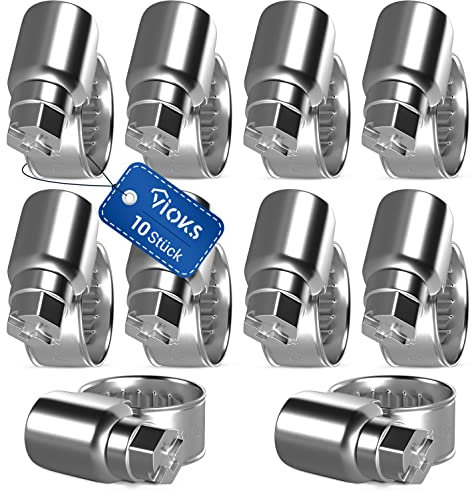 VIOKS Schlauchschellen Rohrschelle Benzinschlauch Schellen Pool 10x SET 8-12mmØ 9mm Rohrschelle für Schlauch Schellensatz/Benzinschlauch 10mm / Wasserschlauch 10mm / Wasserschlauch Waschmaschine