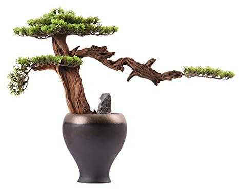 Künstliches Bonsai Künstliche Bonsai-Baum-Indoor-Dekoration Künstlicher Baum Kies-Kies in Keramik-Blumentöpfe künstliche Kiefer Blätter grüne gefälschte Pflanzen Topfpflanzen für den Innenministerium.