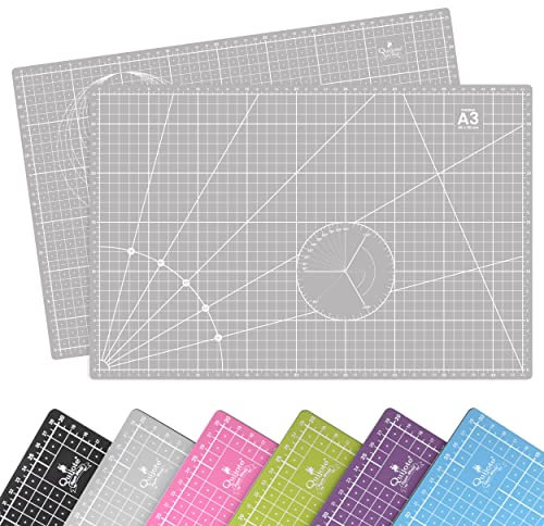 BASE DE CORTE QUIJOTE PAPER WORLD - Tamaño A3, 6 colores básicos, Patchwork, Guías de corte, cicatrización rápida, 3mm espesor, planchas para cortar - GRIS 1 UNIDAD