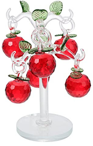 Milisten 1 Set Crystal Apple Tree Glass Fruit Tree Statue Glass Plant Paperweight Red Statue Crystal Sculpture Crystal Figurine Bonsai Tree Crystals Crystal Apples Tree Hand 3d Crafts Desk