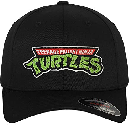 Teenage Mutant Ninja Turtles Offizielles Lizenzprodukt TMNT Logo Flexfit Cap (Schwarz), Groß/X-Large