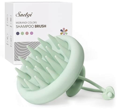 Sndyi Silicone Scalp Massager Shampoo Brush, Scalp Brush for Hair Growth and Head Massage, Scalp Scrubber/Exfoliator for Dandruff Removal, Silicone Hair Scalp Massager, Wet & Dry Use, Fir Green