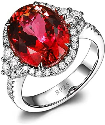 AMDXD Sterling 925 Silber Pärchen Ringe, Klassisch Verlobungsring Freundschaftsringe Simulierte Rot Rubin Ringe Gr.60 (19.1)