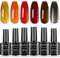 KRISNICE Vernis à Ongles en Gel Transparente Vernis Jelly Colors gelée thé noir d'été brun jaune UV LED 6 couleurs ensemble d'art à ongles Manucure Pédicure Nail Art (BT6-002-Red)