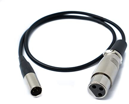 System-S Audio Kabel 50 cm Mini XLR 3 polig Stecker zu XLR 3 polig Buchse Adapter Schwarz