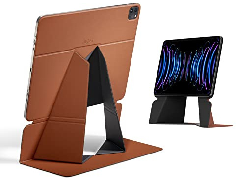 MOFT Tablet Stand for Desk, Leather Folio Adjustable iPad Stand Holder Magnetic Cover with Multiple Viewing Angles, Auto Wake/Sleep, Compatible with iPad Pro 12.9-in 2022/2021/2020 (2023 Version)