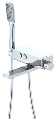 Steinberg Serie 390 Wannenarmatur, Aufputzthermostat, schwenkbarer, Pushtronic, mit Handbrause, Ausladung 200mm, 3903172